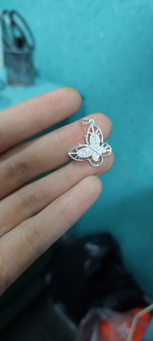 Charm bướm to đính đá bạc s925 T143
