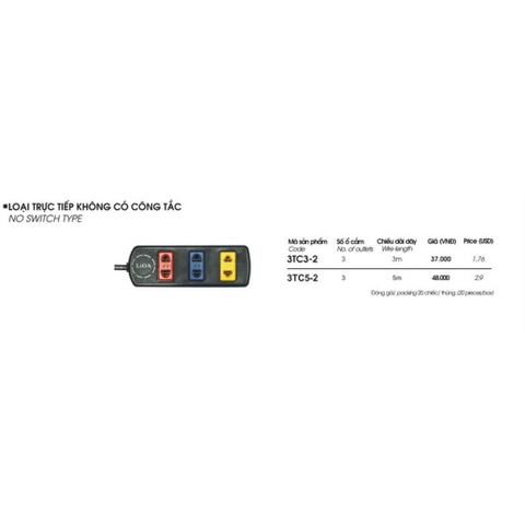 Ổ cắm kéo dài phổ thông 3 ổ đen có công tắc