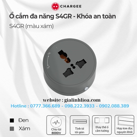 Ổ cắm cài thanh ray đa năng CHARGEE ELEGANT S4 250V/13A