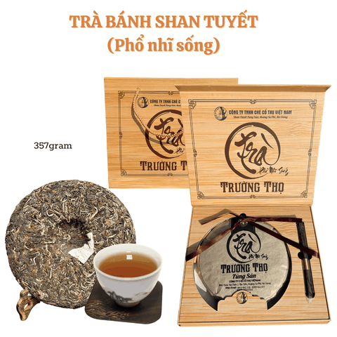 TRÀ CỔ VIỆT - PHỔ NHĨ SỐNG - HỘP QUÀ BIẾU TẶNG ( 1 bánh