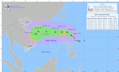 Bão Trà Mi tiến nhanh vào Biển Đông, có thể đạt cường độ cực đại giật cấp 15