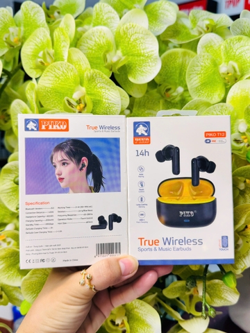 Tai nghe bluetooth Piko T12 14h đen -  Pro đen