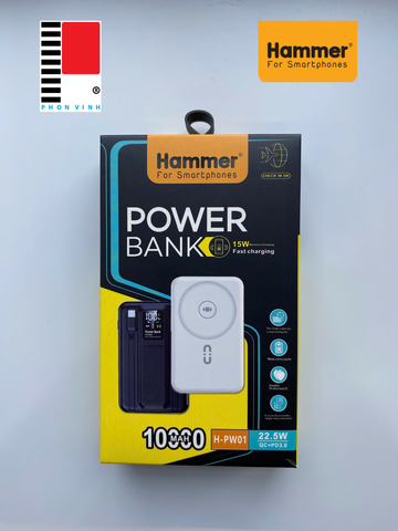Sạc dự phòng Hammer H-PW01 10.000mah 22,5w hít không dây