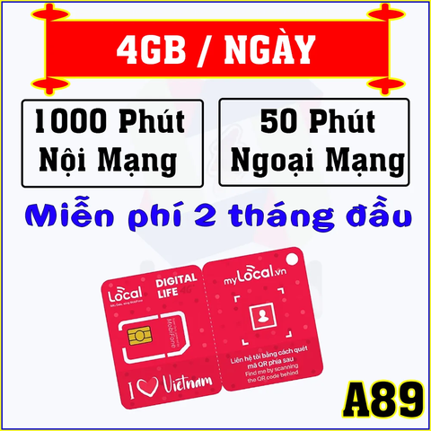 Sim Local A79, A89 mạng Mobile ngày 3g/ free nội 150`, ngoại 30`