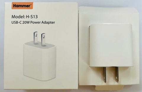 Cốc sạc iphone 20w Hammer H-S13 (Mã cũ Chân tròn eu) 150k