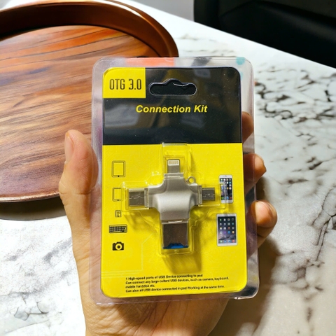 Đầu nối OTG 3.0 4 đầu 1 lighting, 1 micro, 1 typeC, 1 usb(đọc thẻ)