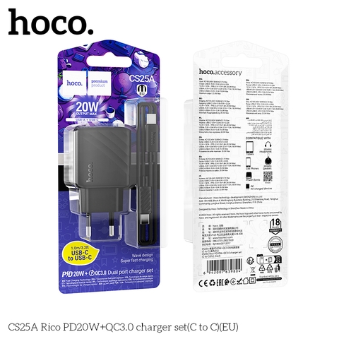 Bộ sạc Hoco CS25A 20w  typeC-TypeC