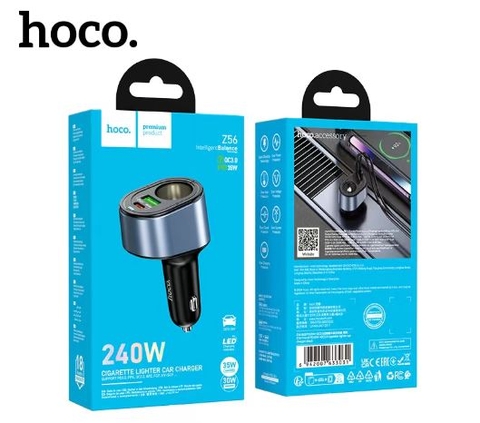 Cốc sạc ô tô có bật lửa Hoco Z56 PD35w+QC3.0