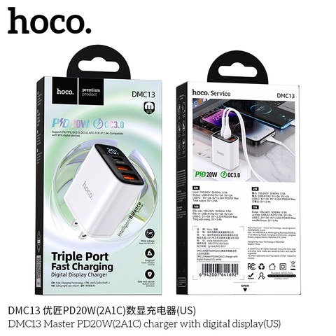 Cốc sạc Hoco DMC13 PD25w (1C2U)