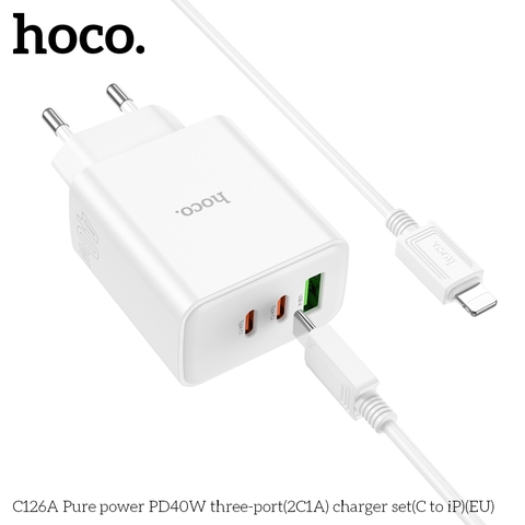 Bộ sạc TypeC-Lighting nhanh Hoco C126A