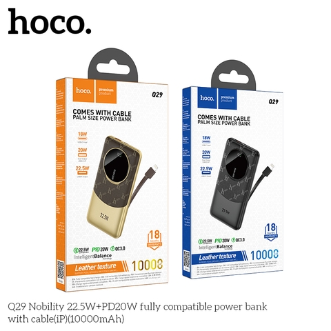 Pin sạc dự phòng Hoco Q29 22,5W 10.000mah cáp lighting iphone