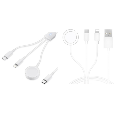 Cáp sạc 3in1 3 đầu Iphone Lighting, TypeC Apple watch