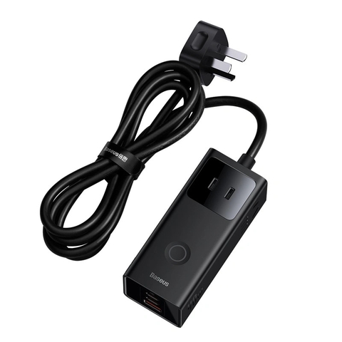 Ổ cắm Cốc sạc nhanh 40W Baseus PowerCombo Digital PowerStrip 6IN1 ( 3 AC + 2 Type C +USB )