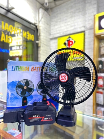 Quạt tích điện dùng pin rời 5 cell 48V Metal model (có xoay)