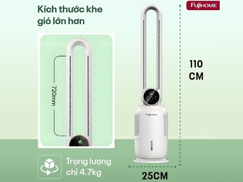 Quạt không cánh hơi nước tích hợp lọc không khí ion Fujihome BF-03RC bảo hành 24 tháng