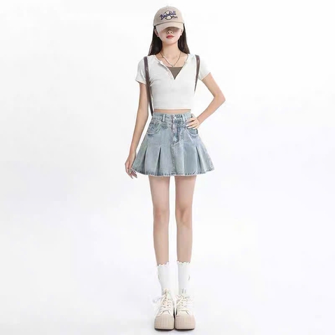 Chân váy demin Zara dáng ngắn xoè