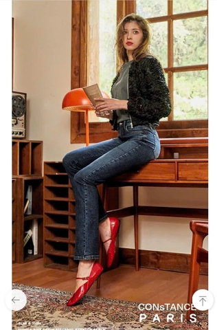 Quần denim Costance co giãn ống vảy