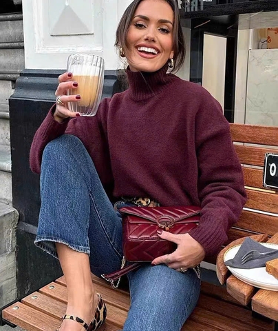 Áo len cổ trụ Zara 2 màu trơn