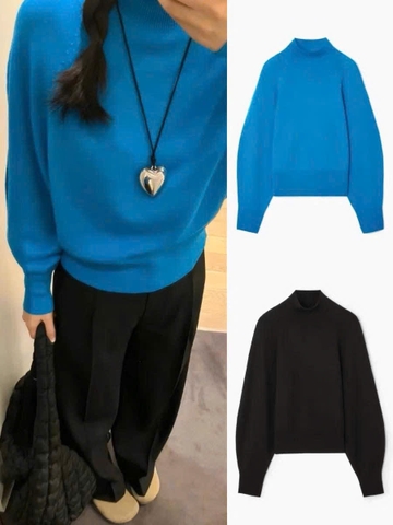 Áo len COS cổ trụ cánh rơi