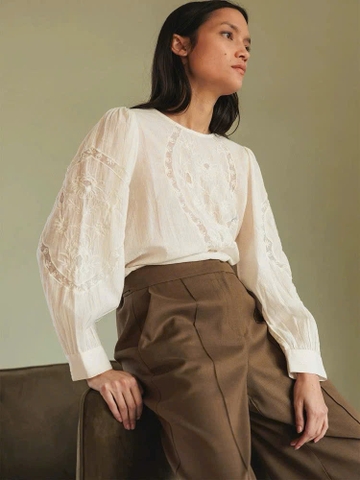 Sơ mi Sezane trắng thêu ngực