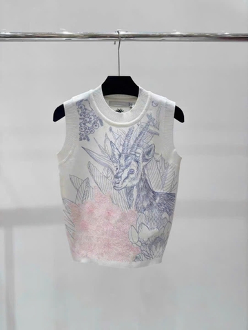 Áo len Dior 3 lỗ họa tiết con hươu