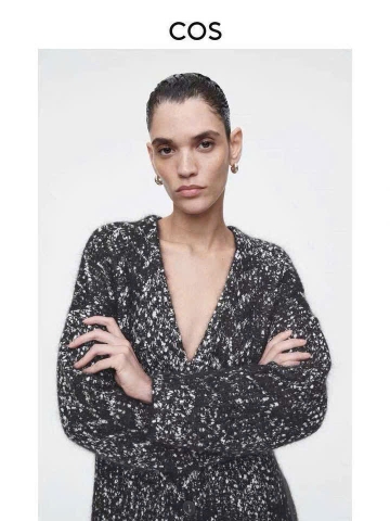 Cardigan COS len thừng màu muối tiêu dáng loose