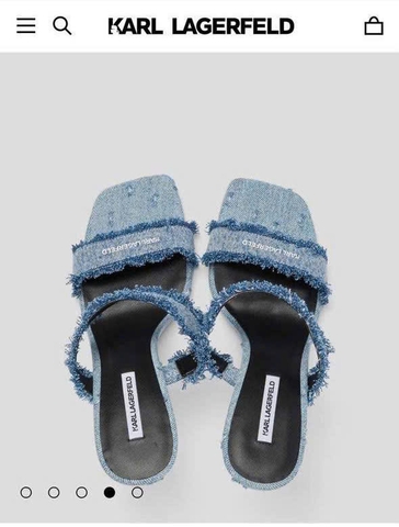 Giày denim gót Waverly twin strap Karl
