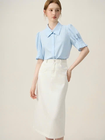 Chân váy Zara trắng dáng bút chì