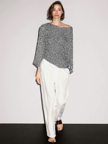 Áo len dệt kim melange 100% cotton.
