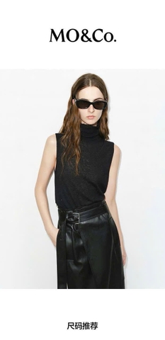 Áo cape len Mo&Co cổ lọ bling