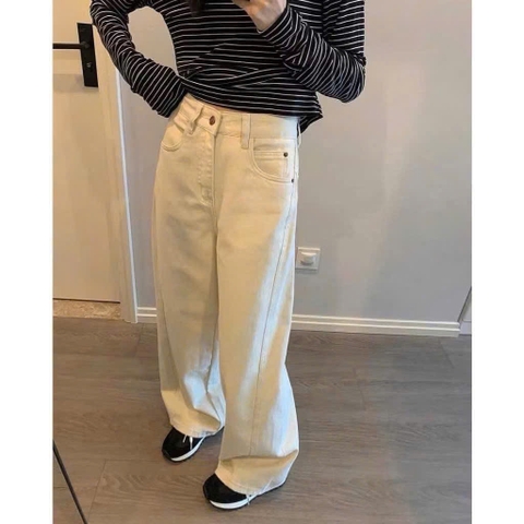 Quần denim COS suông màu kem