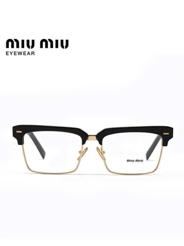 Kính Miumiu gọng vuông mắt đen viền vàng Sz54