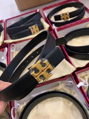 Belt da Tory Burch bản 2m đen mặt vàn fullbox