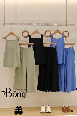 Set COS áo buộc 2 dây + quần cullotes 3 màu