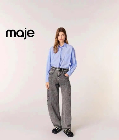 Áo sơ mi poplin đính đá Maje