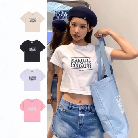 Tshirt croptop Marithe 5 màu in chữ ngực