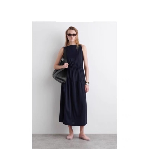 VÁY MIDI CỔ THUYỀN TỤ HÌNH