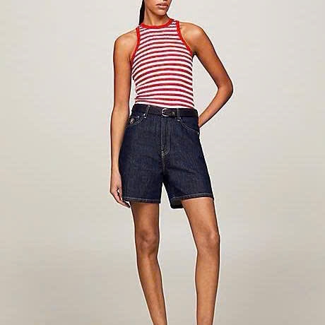 Short jean Tommy màu chàm dáng lửng