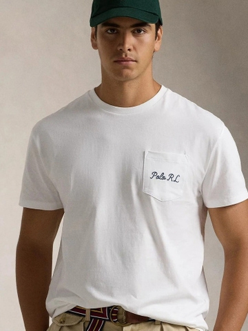 T shirt polo cổ tròn túi ngực logo lưng