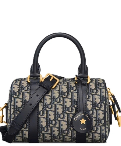 Túi trống Dior logo navy sz to (20x5cm)