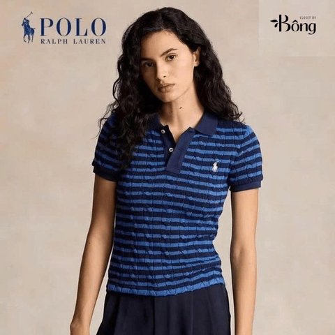 Áo Polo cổ đức kẻ xanh đen ngắn tay