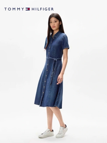 Váy denim Tommy cổ đức kèm belt