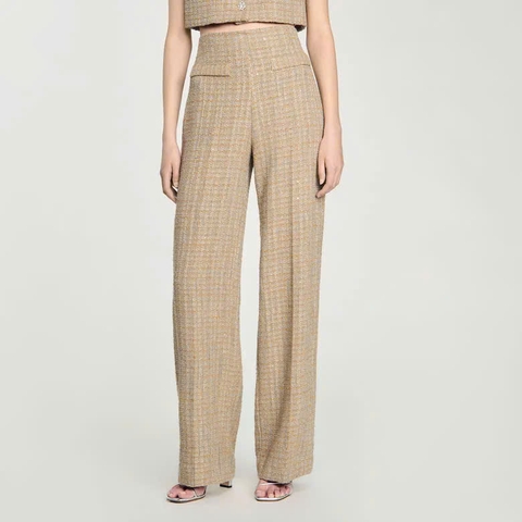 Quần Sandro tweed vàng bling suông (3pcs tách set)