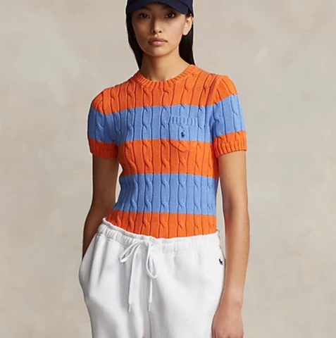 Áo polo cotton cổ tròn túi ngực