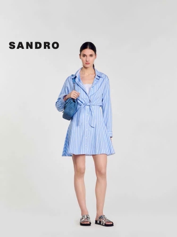 Đầm ngắn sơ mi kẻ sọc