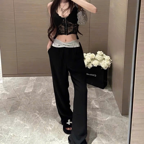 Quần lụa suông ALEXANDERWANG cạp trắng