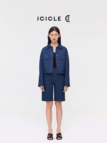 Áo khoác demin ICICLE cổ đức màu xanh đậm