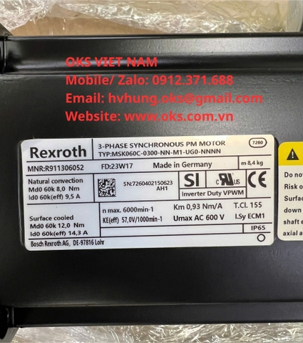 Động cơ Servo Rexroth IndraDyn S MSK060C nhập khẩu Đức tại kho OKS