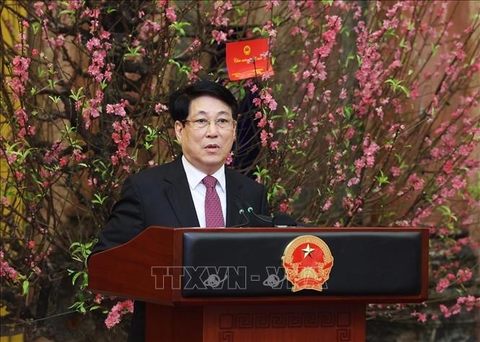 Chủ tịch nước Lương Cường gặp mặt đầu Xuân với cán bộ Văn phòng Chủ tịch nước