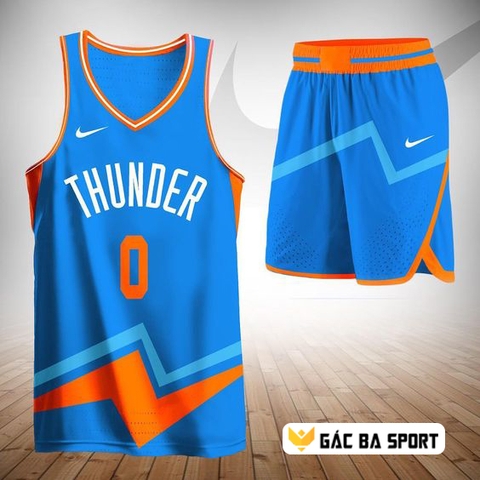Quần áo bóng rổ Thiết kế Thunder xanh cam